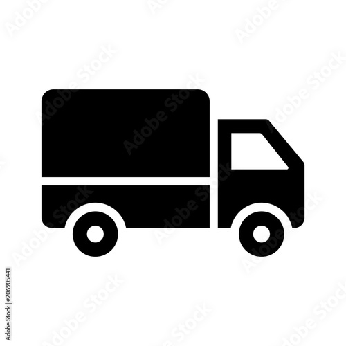 Simple, black truck icon. Isolated on white