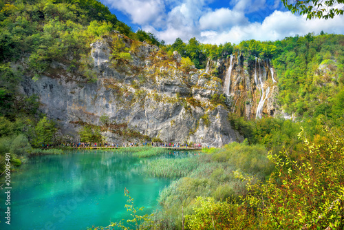 Waterfall in Plitvice Lakes National Park. Croatia  Europe