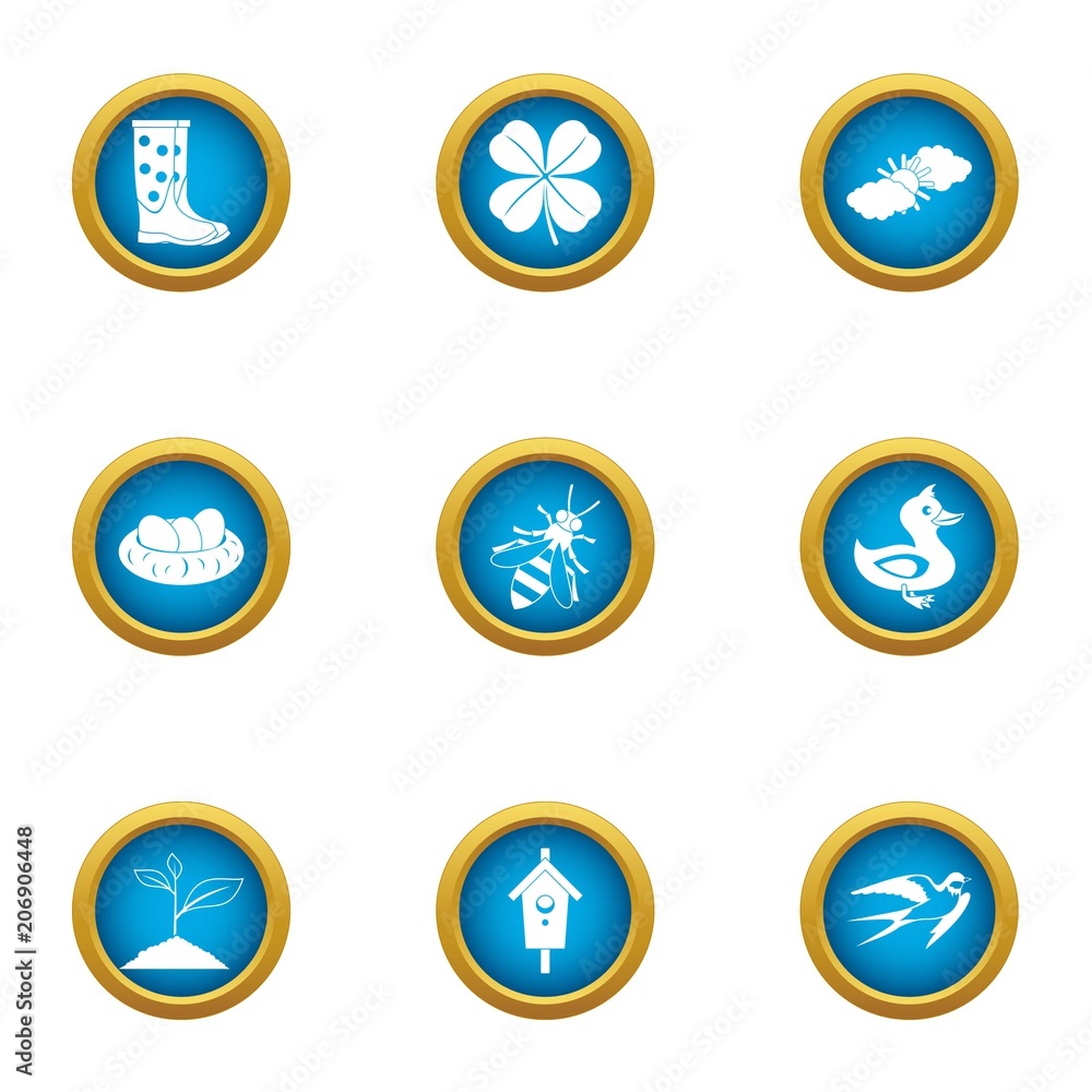 Suburb icons set. Flat set of 9 suburb vector icons for web isolated on white background