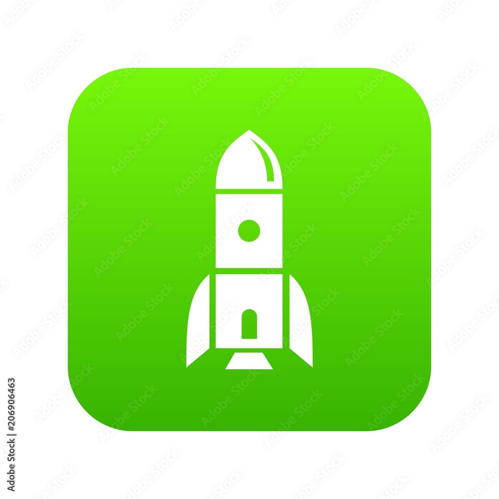 Rocket astronomy icon green vector isolated on white background Rocket astronomy icon green vector isolated on white background