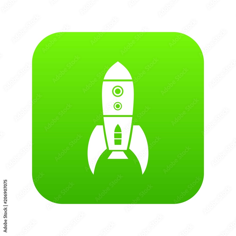 Rocket retro icon green vector isolated on white background Rocket retro icon green vector isolated on white background