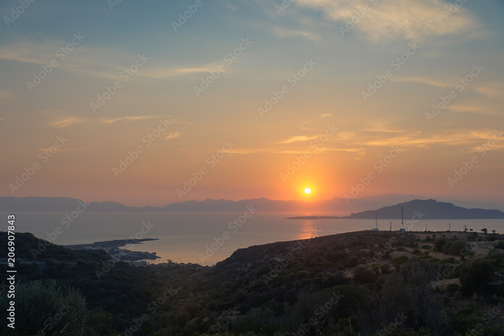 Sunset at Archangelos on the Peloponnese in Greece