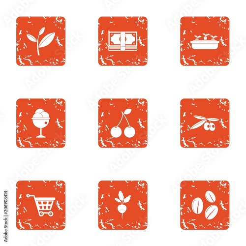 Verdant icons set. Grunge set of 9 verdant vector icons for web isolated on white background