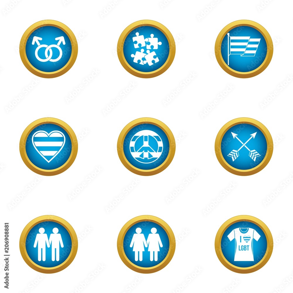 Gay marriage icons set. Flat set of 9 gay marriage vector icons for web isolated on white background Gay marriage icons set. Flat set of 9 gay marriage vector icons for web isolated on white background