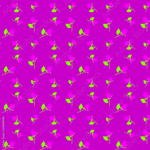 Roses seamless geometric background - pattern for continuous replicate on magenta background.