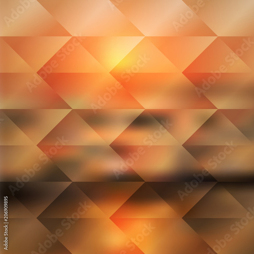 Blurred sea sunset background. Polygonal illustration consist of hexagonal elements. Triangular pattern for your summer travel design. Geometric background with gradient. EPS10 vector.