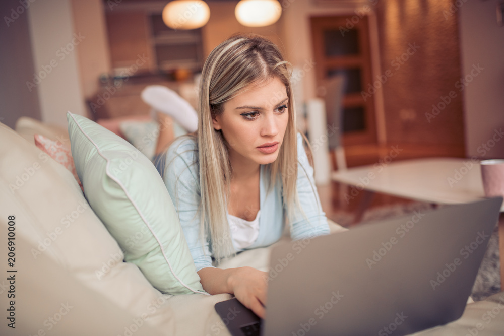 Woman working from home office Woman working from home office