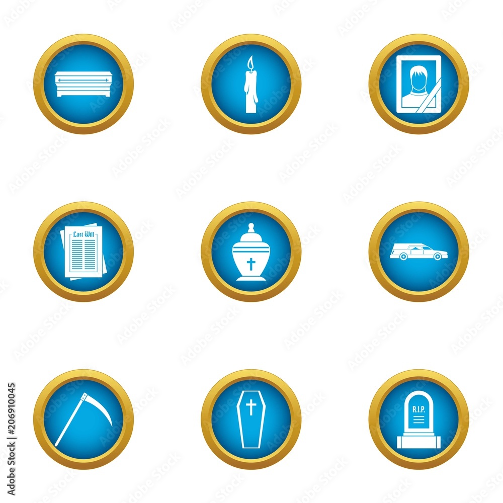 Grim icons set. Flat set of 9 grim vector icons for web isolated on white background