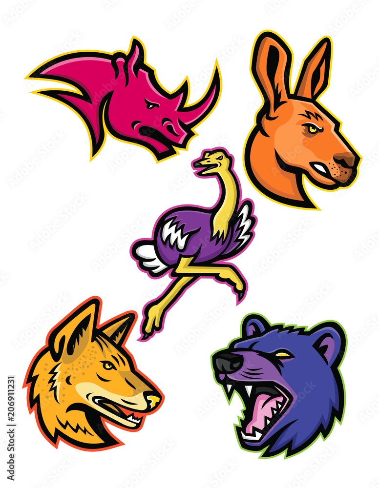African and Australian Wildlife Sports Mascot Collection African and Australian Wildlife Sports Mascot Collection
