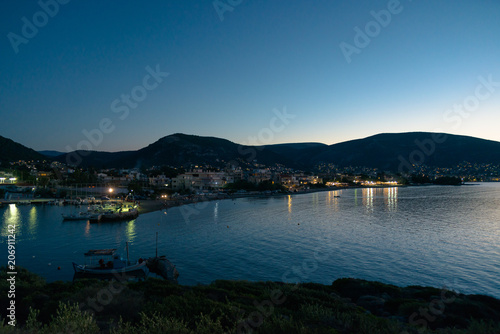 The bay of Porto Rafti in Greece at sunset