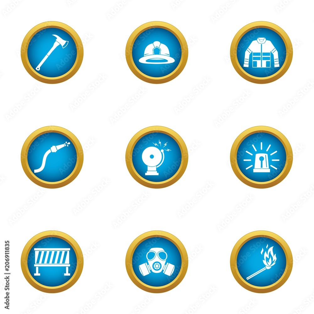 Hazardous work icons set. Flat set of 9 hazardous work vector icons for web isolated on white background