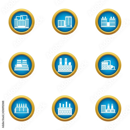 Smelter icons set. Flat set of 9 smelter vector icons for web isolated on white background