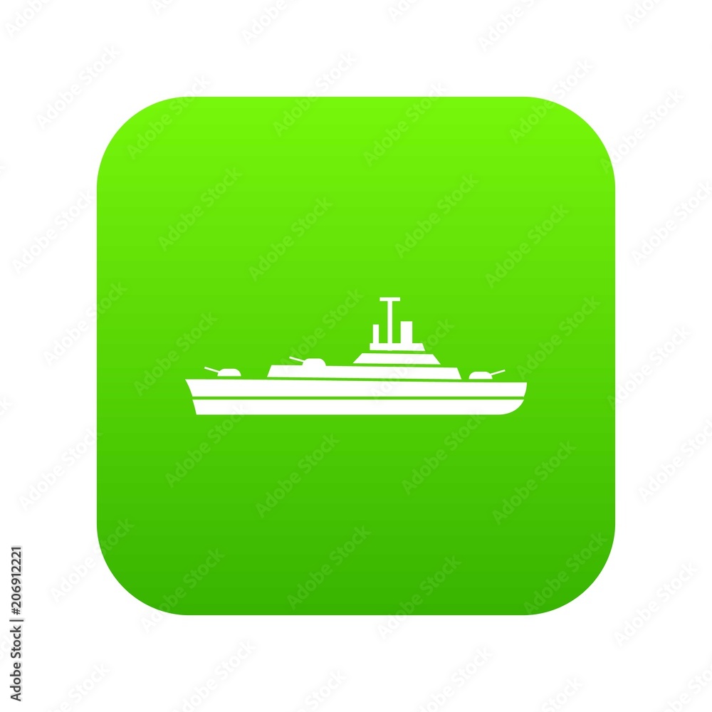 Warship icon digital green for any design isolated on white vector illustration Warship icon digital green for any design isolated on white vector illustration