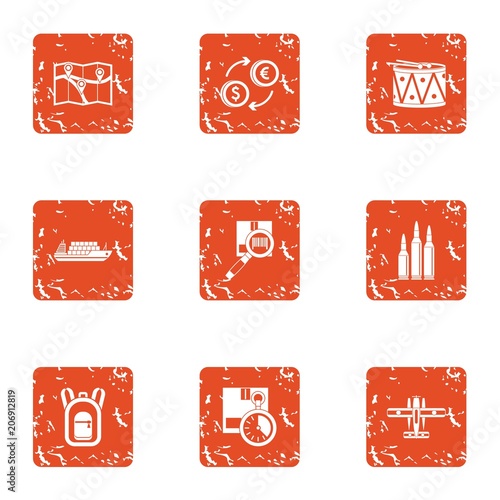 Finding ways icons set. Grunge set of 9 finding ways vector icons for web isolated on white background