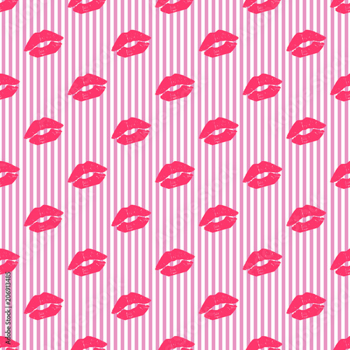 kisses pattern on stripeprd background