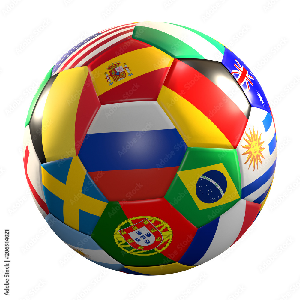 soccer ball with national flags 3d rendering isolated ball soccer ball with national flags 3d rendering isolated ball
