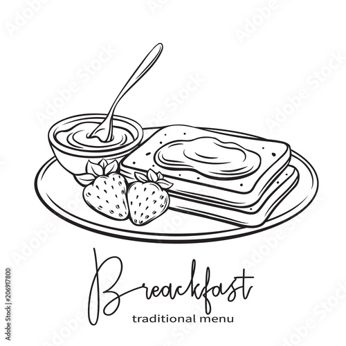 hand drawn toast with jam