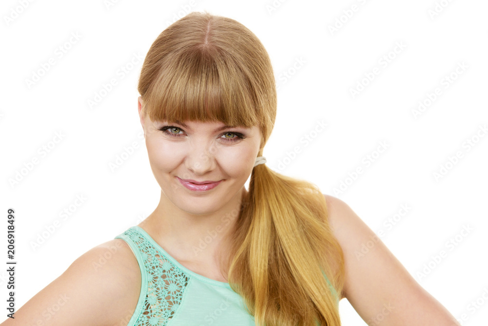 Attractive blonde girl smiling portrait Attractive blonde girl smiling portrait
