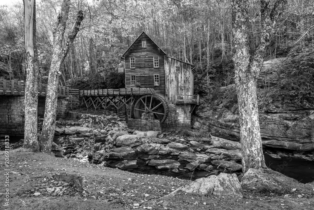 This is a black and white of the famous Grist Mill located in West Virginia. This is a black and white of the famous Grist Mill located in West Virginia.