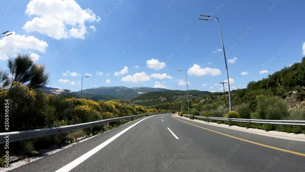 Driving on the Highway, Front View, tunnel Driving on the Highway, Front View, tunnel