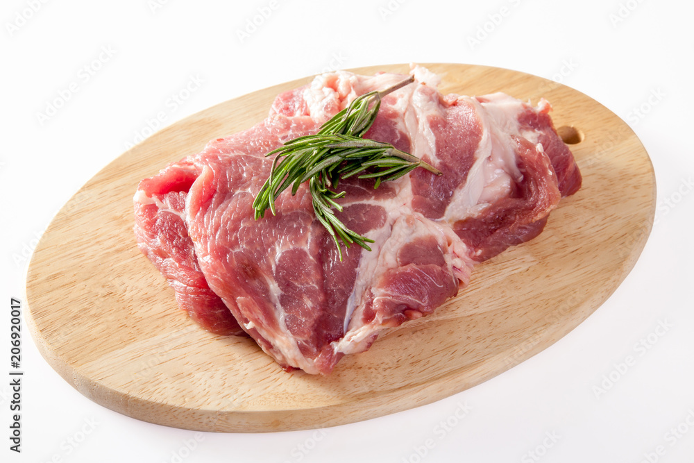 Fresh raw pork neck isolated on white
