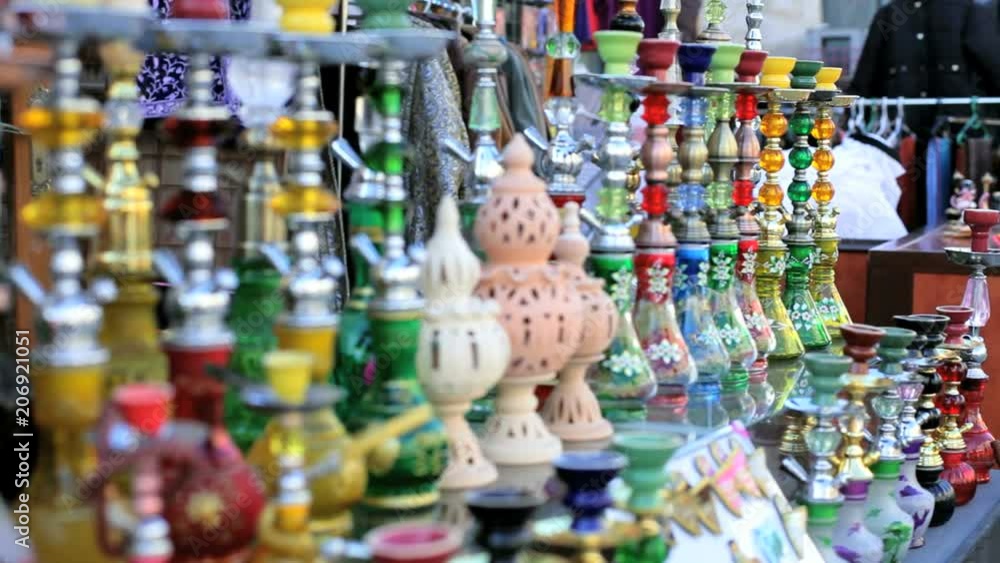 General store with water pipes, hookahs, in the Souq al Waqif, oldest souq or bazaar of Doha