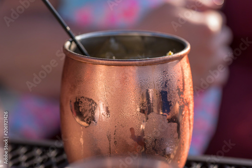 Photography moscow mule in copper mug