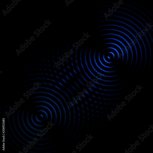 Circle sound waves oscillating dark blue, abstract background