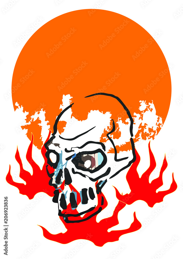 skull in front of full moon and horror colour full mistic atmosphere skull in front of full moon and horror colour full mistic atmosphere