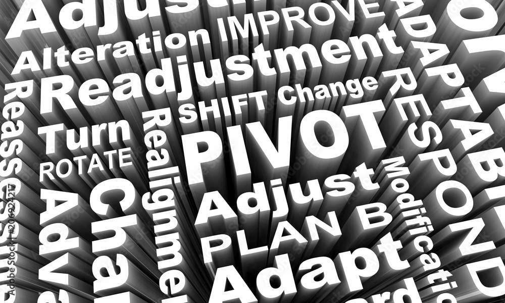 Pivot Change Turn Adjust Alter Course Words 3d Illustraion Pivot Change Turn Adjust Alter Course Words 3d Illustraion