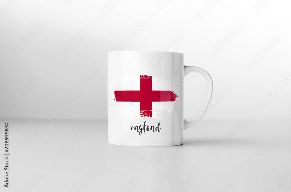 England flag souvenir mug on white background. 3D rendering. England flag souvenir mug on white background. 3D rendering.