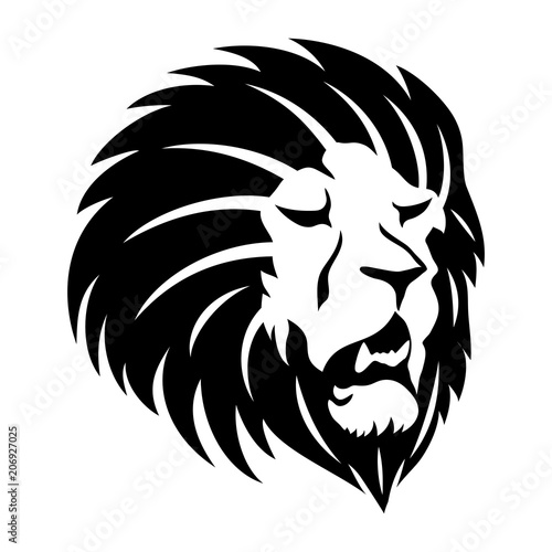 Fototapeta Naklejka Na Ścianę i Meble -  Sign of a black lion on a white background.