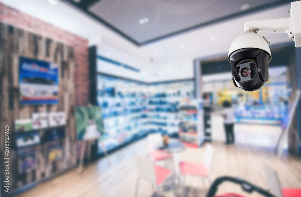 Security CCTV camera or surveillance system in office building shopping mall