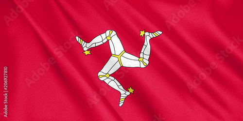 Obraz na plátně Isle of Man flag waving with the wind, wide format, 3D illustration