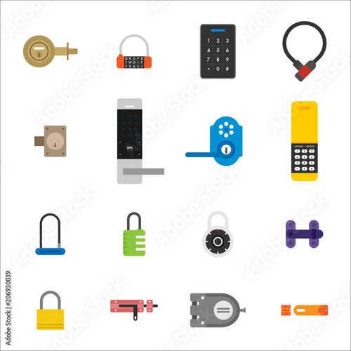old and digital lock icons vector flat graphic design illustration set 