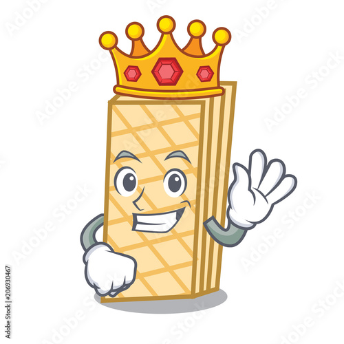 King waffle mascot cartoon style