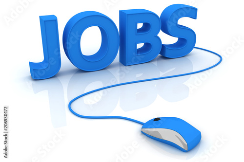 Computer mouse and the word Jobs