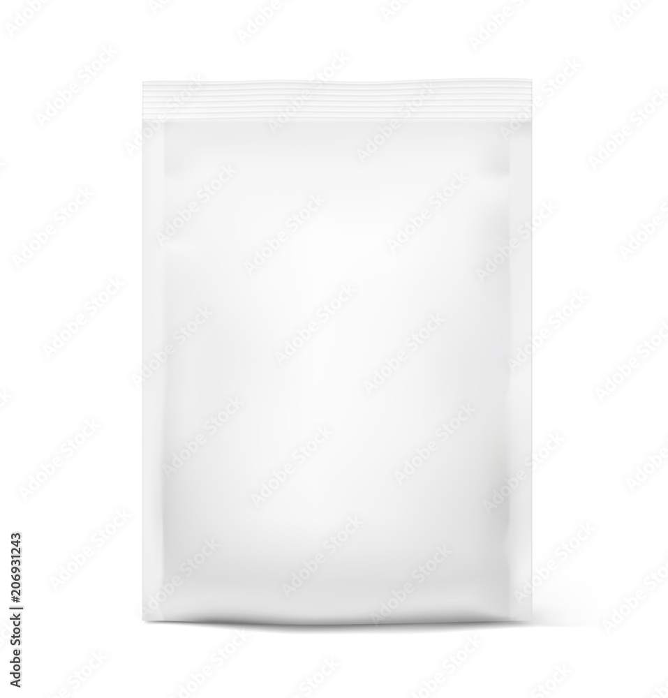 Food snack bag isolated on white background. Front view. Vector illustration. Can be use for template your design, presentation, promo, ad. EPS10. Food snack bag isolated on white background. Front view. Vector illustration. Can be use for template your design, presentation, promo, ad. EPS10.