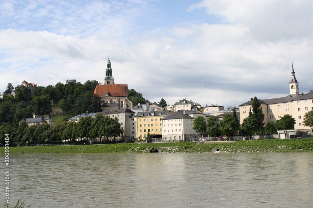 View of Salzburg from across the river View of Salzburg from across the river