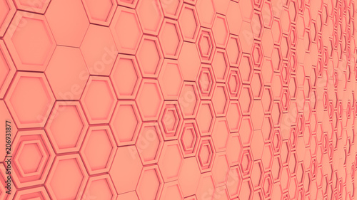 Abstract 3d background made of red hexagons