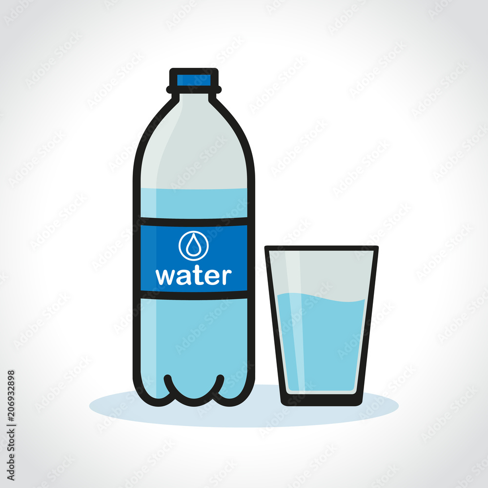 water bottle and glass on white background water bottle and glass on white background