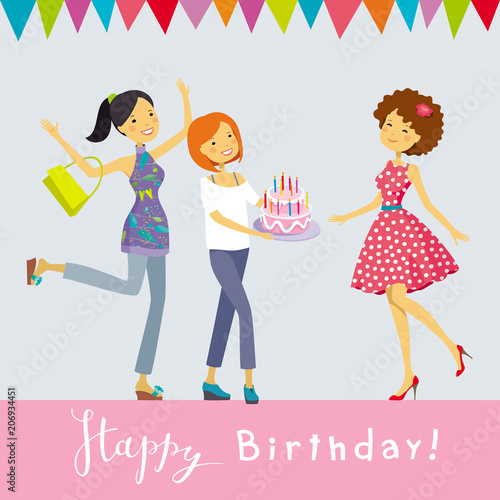 Birthday party vector greeting card