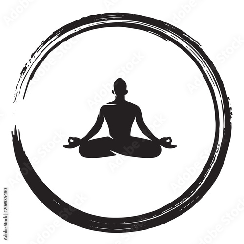 Zen Meditation Circle Black Enso Ink Brush Illustration Vector