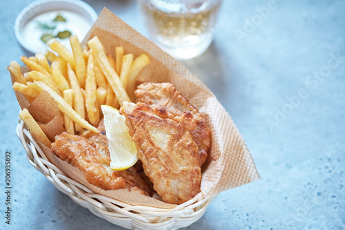 Photography crispy fish and chips basket