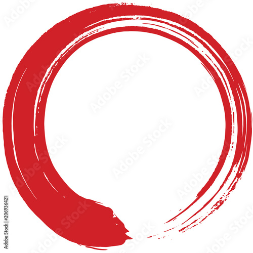 Red Enso Zen Circle Brush Vector Illustration Painting photo