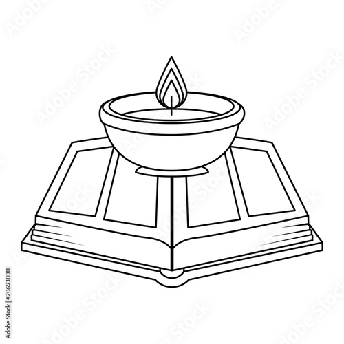 sacred book with candles religious icon vector illustration design