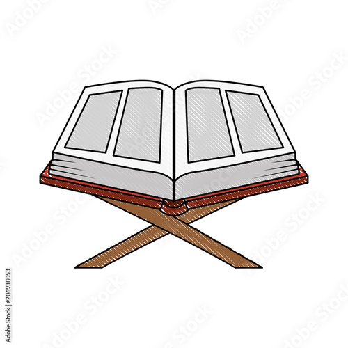 sacred book with lectern religious icon vector illustration design