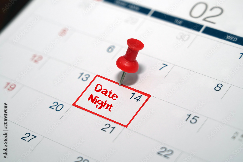 red highlighter with 14 of february date night on calendar Stock Photo |  Adobe Stock