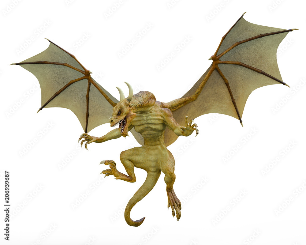 Obraz premium żółty smok na białym tle