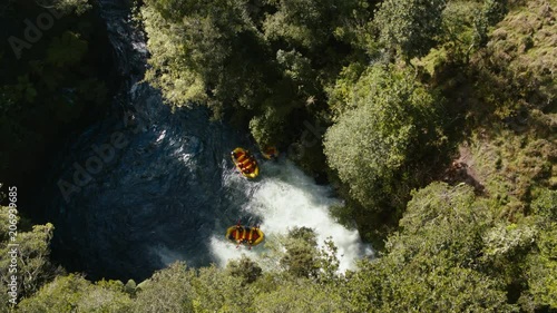 Drone shot rafting on the Kaituna river in Rotorua